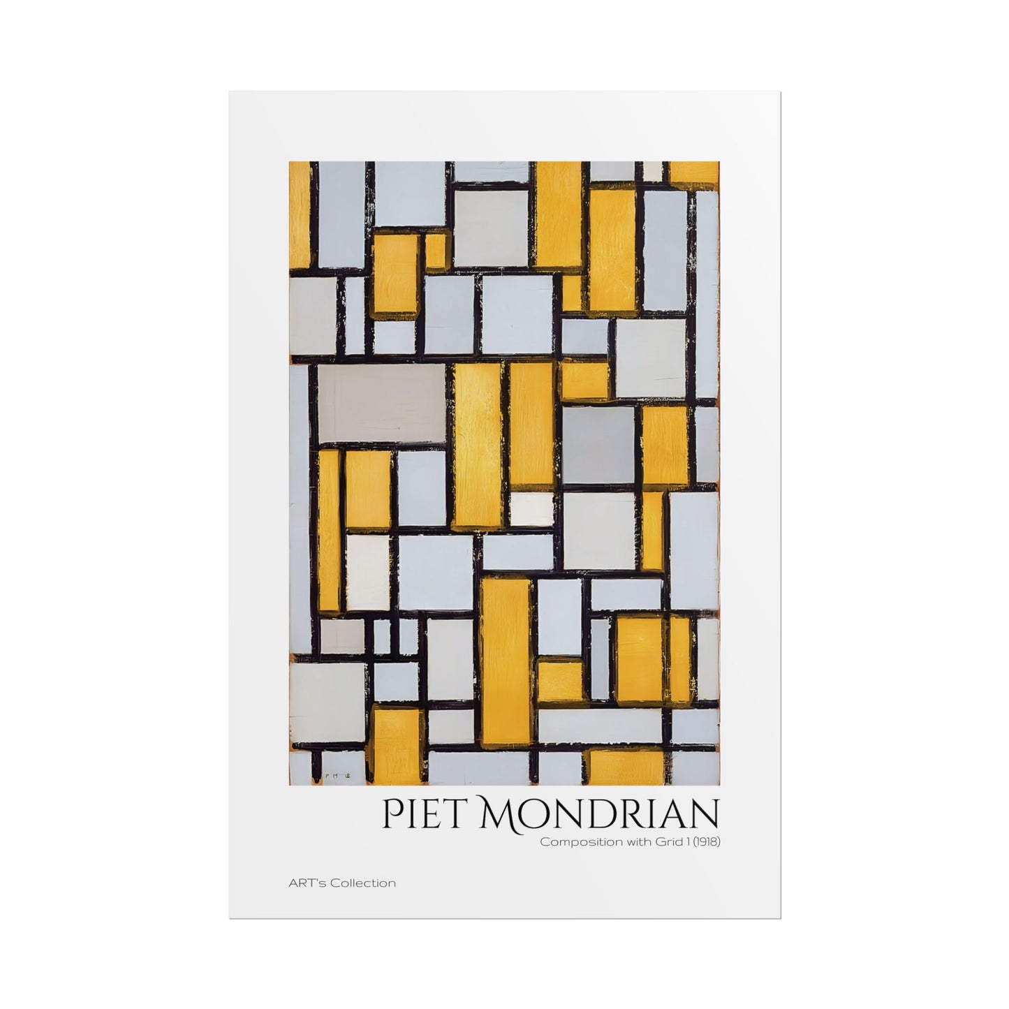 Composition with Grid 1 (1918) by Piet Mondrian / Affiche imprimée - Série ART's Collection