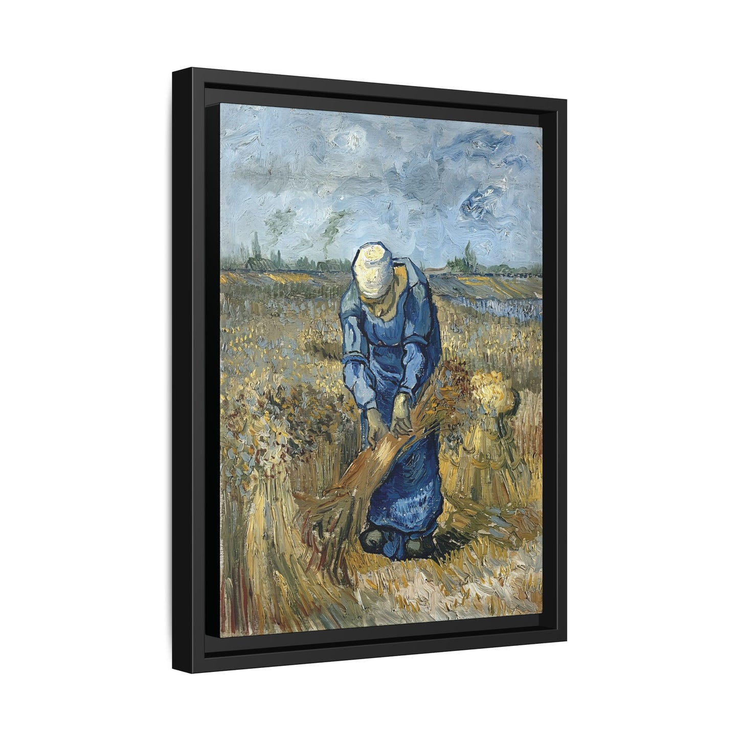 Peasant Woman Binding Sheaves (After Millet) by Vincent van Gogh / Toile encadrée sur caisse américaine