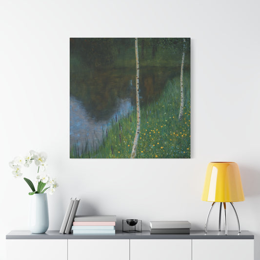 Lakeshore With Birches by Gustav Klimt / Reproduction Fine Art sur Toile / Flanc Large Epaisseur 3.2 cm - 1.25 inch