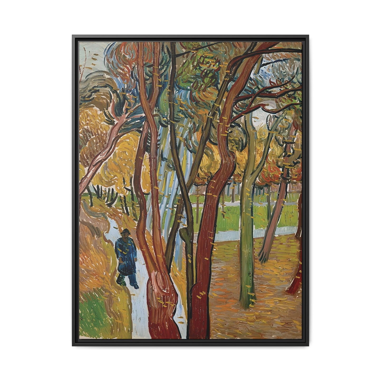 The garden of Saint Paul's Hospital (The fall of the leaves) by Vincent van Gogh / Toile encadrée sur caisse américaine