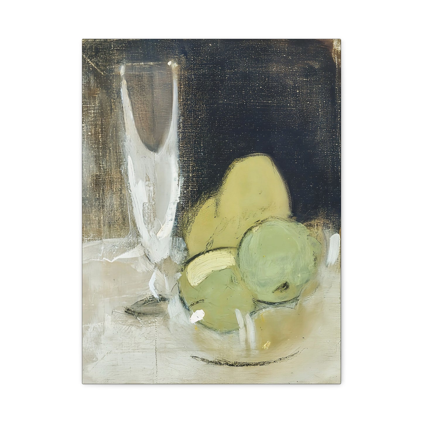 Green Apples And Champagne Glass (1934) by Helene Schjerfbeck / Reproduction Fine Art sur Toile /  Epaisseur 3.2 cm - 1.25 inch