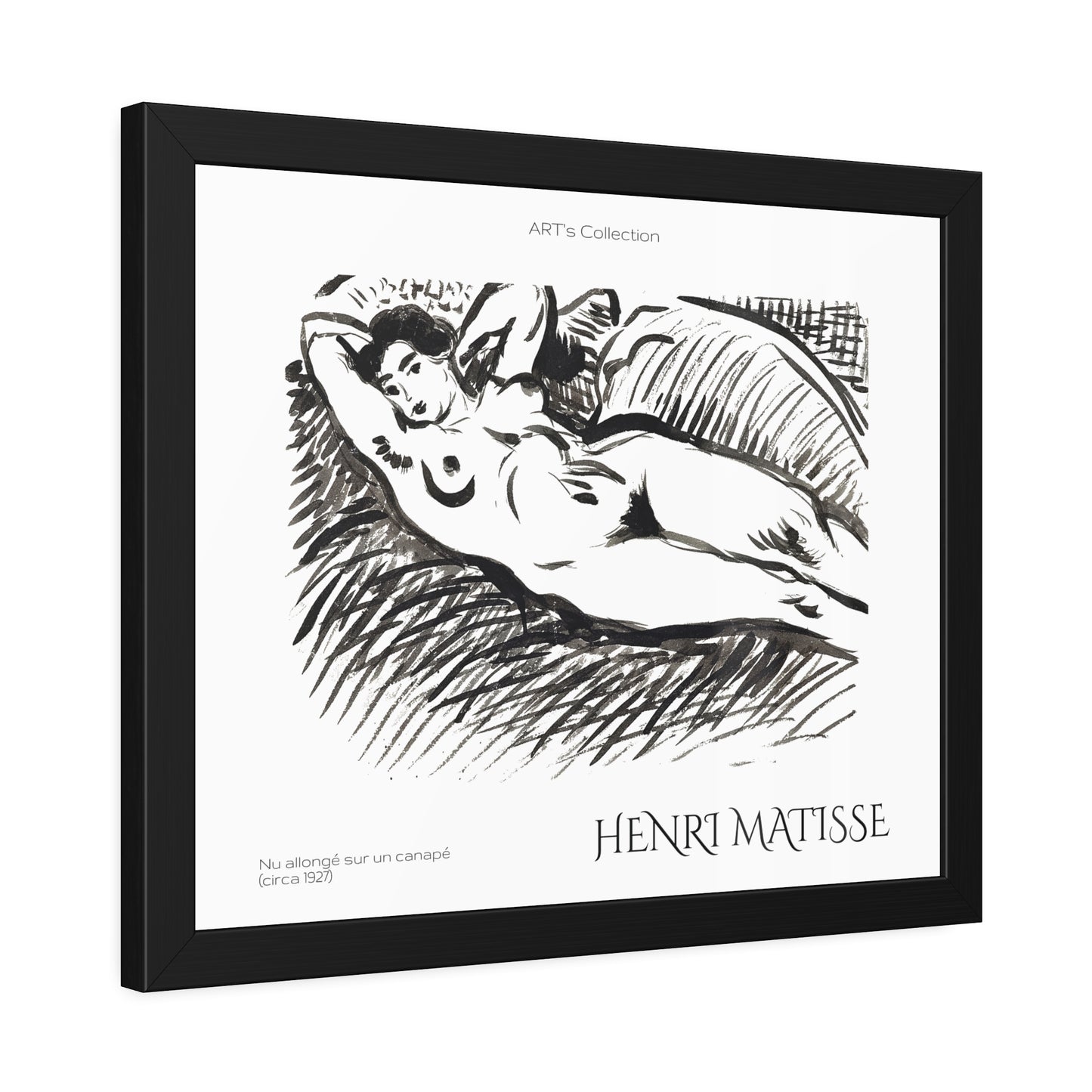 Nu allongé sur un canapé (circa 1927) by Henry Matisse  / Affiche Encadrée série ART's Collection