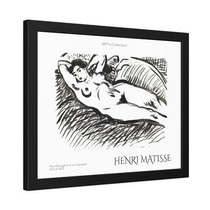 Nu allongé sur un canapé (circa 1927) by Henry Matisse  / Affiche Encadrée série ART's Collection