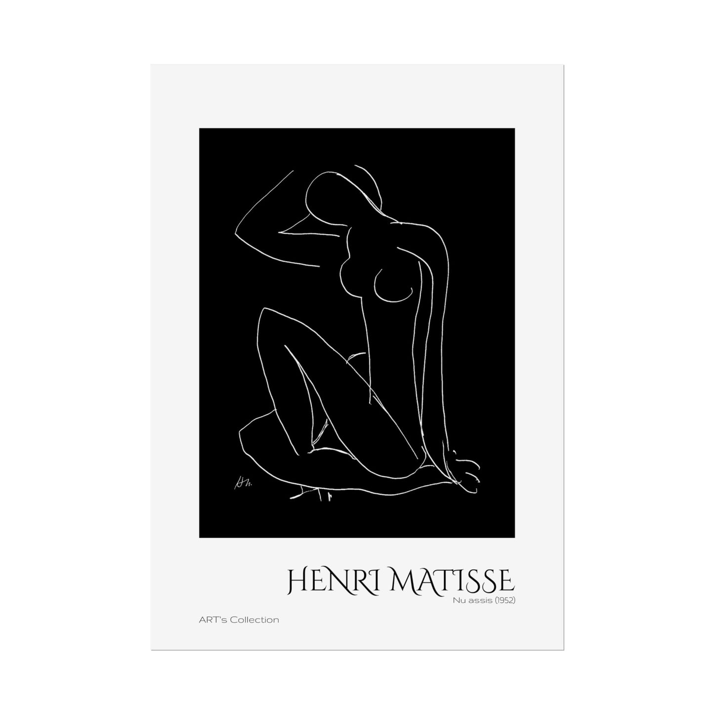 Nu assis (1952) version noire et blanche by Henri Matisse / Affiche imprimée - Série ART's Collection