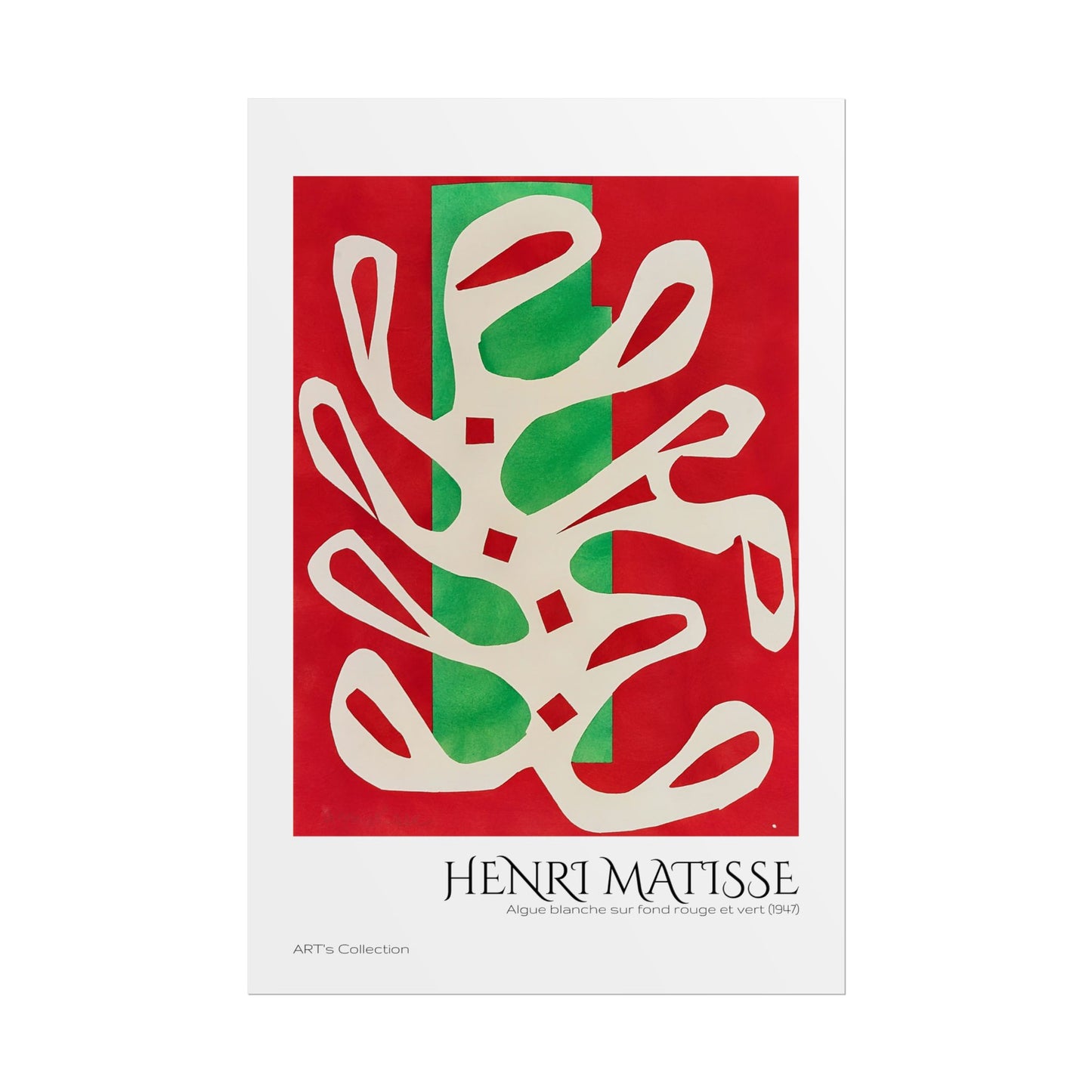 Algue blanche sur fond rouge et vert (1947) by Henri Matisse / Affiche imprimée - Série ART's Collection