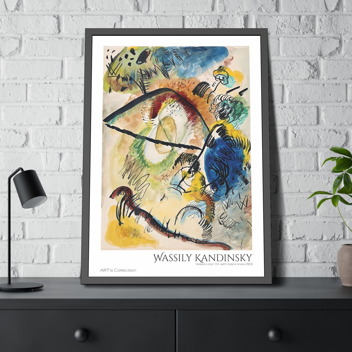 Watercolor IX with black lines (1913) by Wassily Kandinsky / Affiche Encadrée série ART's Collection