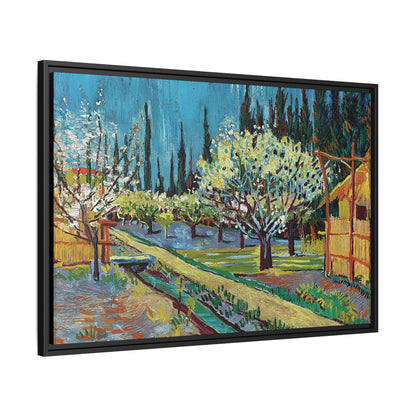 Orchard Bordered by Cypresses (1888) by Vincent van Gogh / Toile encadrée sur caisse américaine