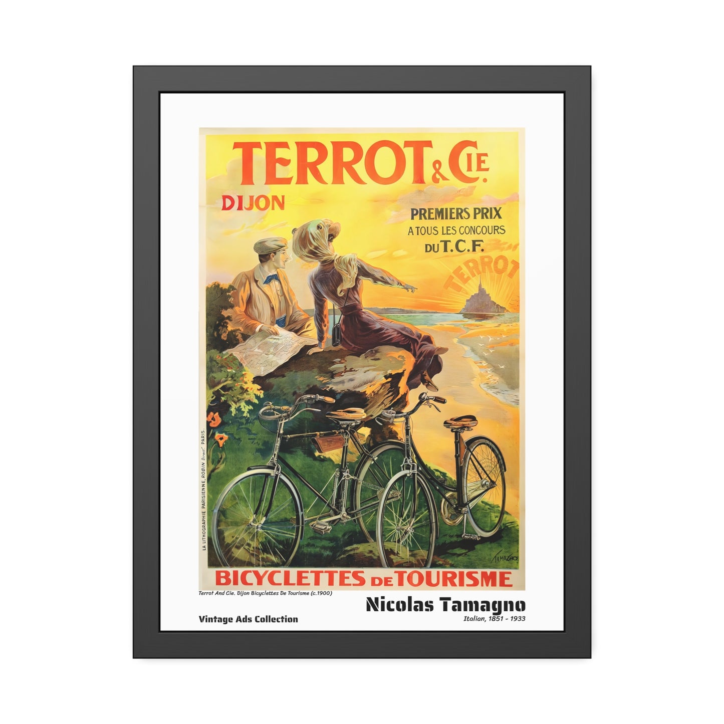 Terrot And Cie. Dijon Bicyclettes De Tourisme (c.1900) by Nicolas Tamagno / Affiche Encadrée Série Vintage Ads Collection