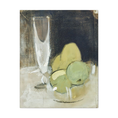 Green Apples And Champagne Glass (1934) by Helene Schjerfbeck / Reproduction Fine Art sur Toile /  Epaisseur 3.2 cm - 1.25 inch
