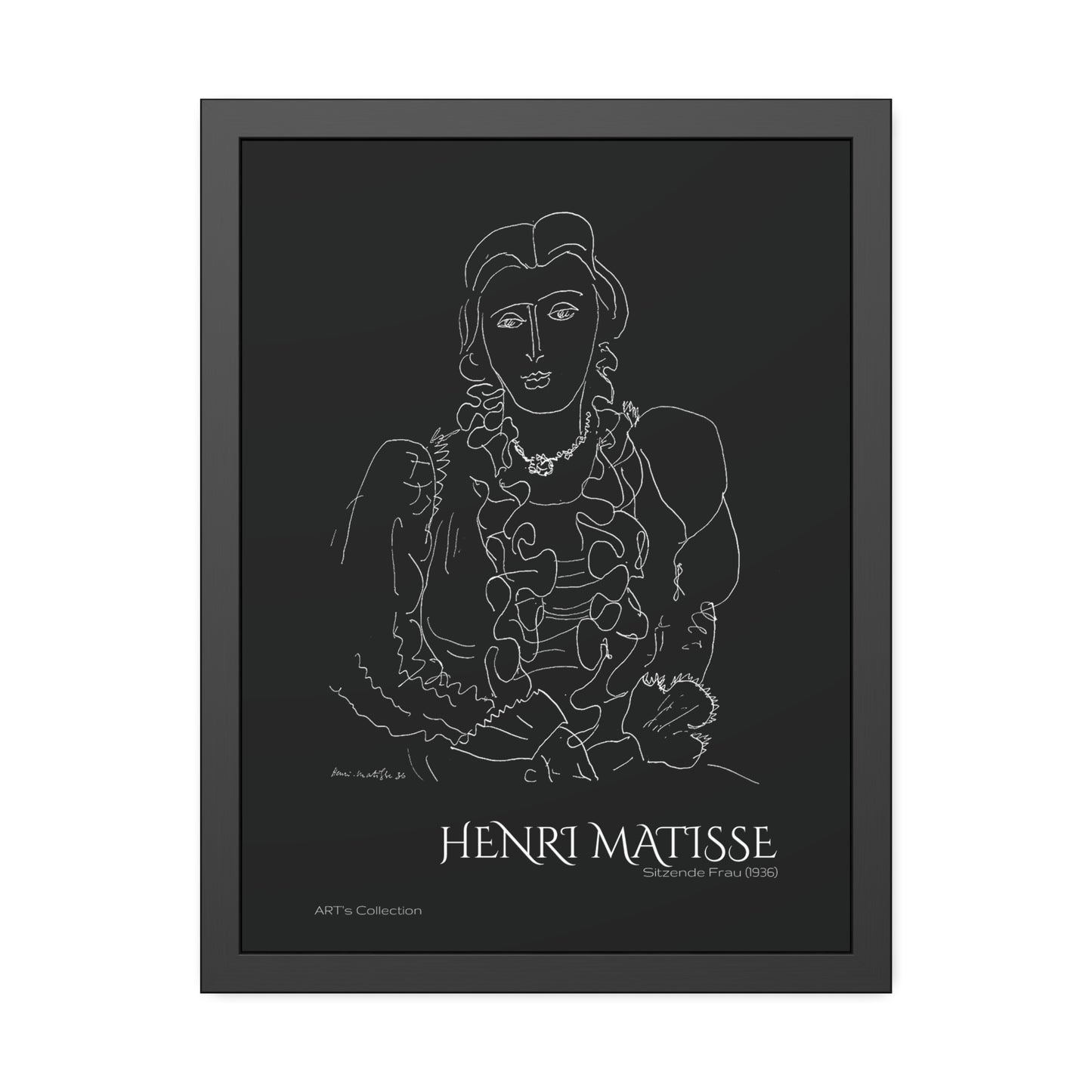 Sitzende Frau (1936) black édition by Henri Matisse / Affiche Encadrée série ART's Collection