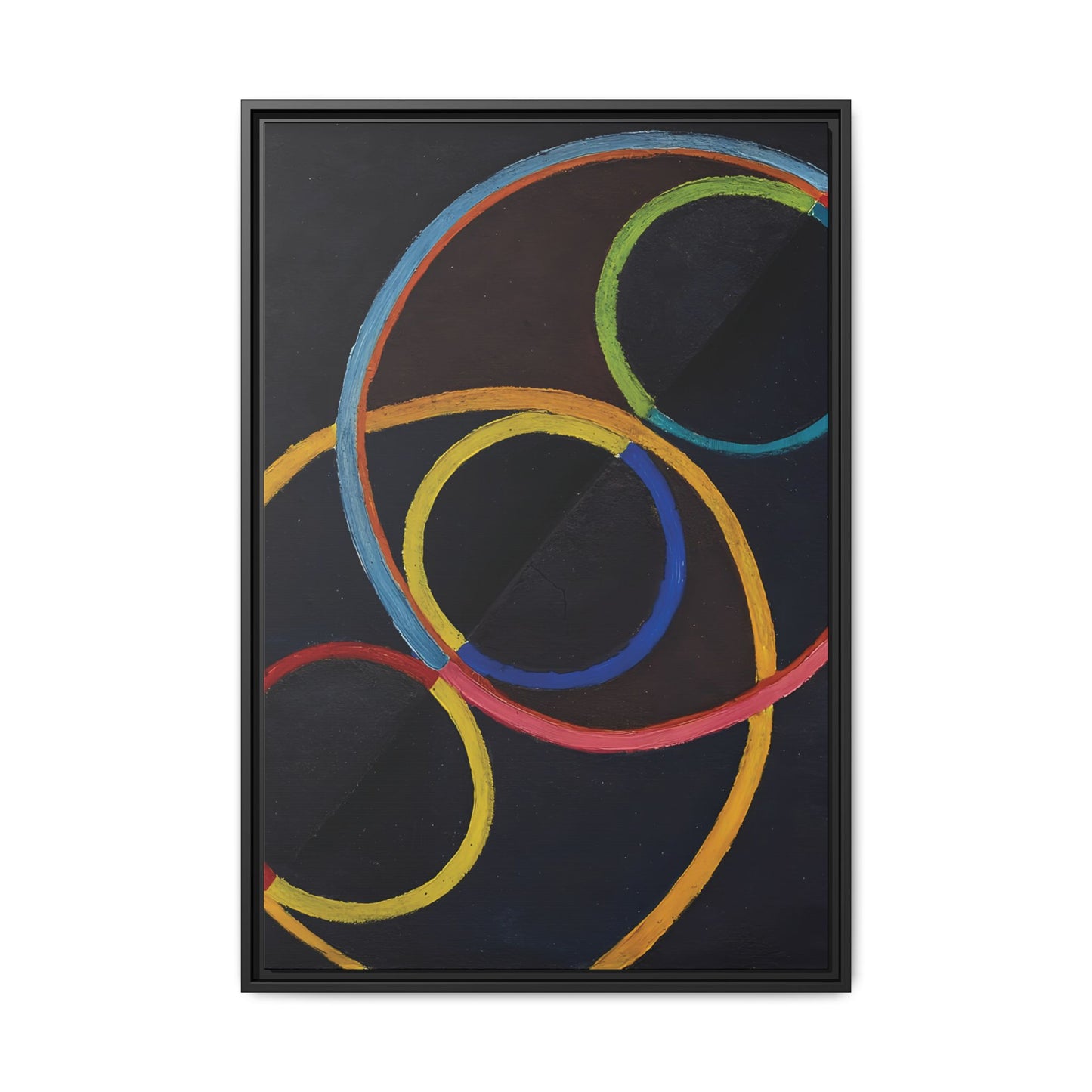 Relief noir avec des cercles de couleur  by Robert Delaunay  / Toile encadrée sur caisse américaine