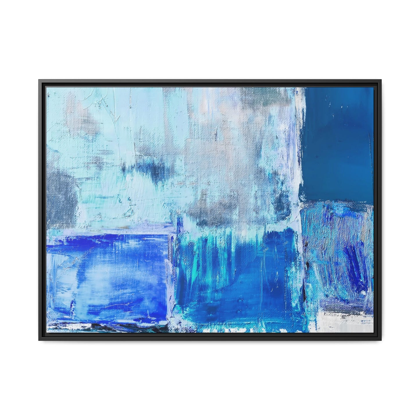 Tableau Beaux Arts Bleu Azur "Série Sign Collections" / Toile encadrée sur caisse américaine