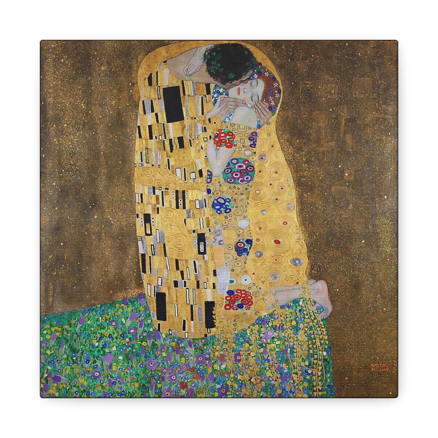The kiss - lovers (1908) by Gustav Klimt / Reproduction Fine Art sur Toile / Flanc Large Epaisseur 3.2 cm - 1.25 inch