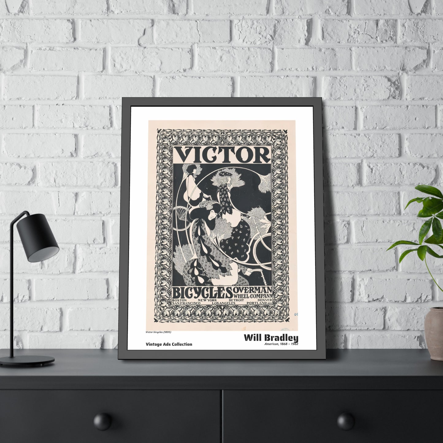 Victor bicycles (1895) by Will Bradley / Affiche Encadrée Série Vintage Ads Collection
