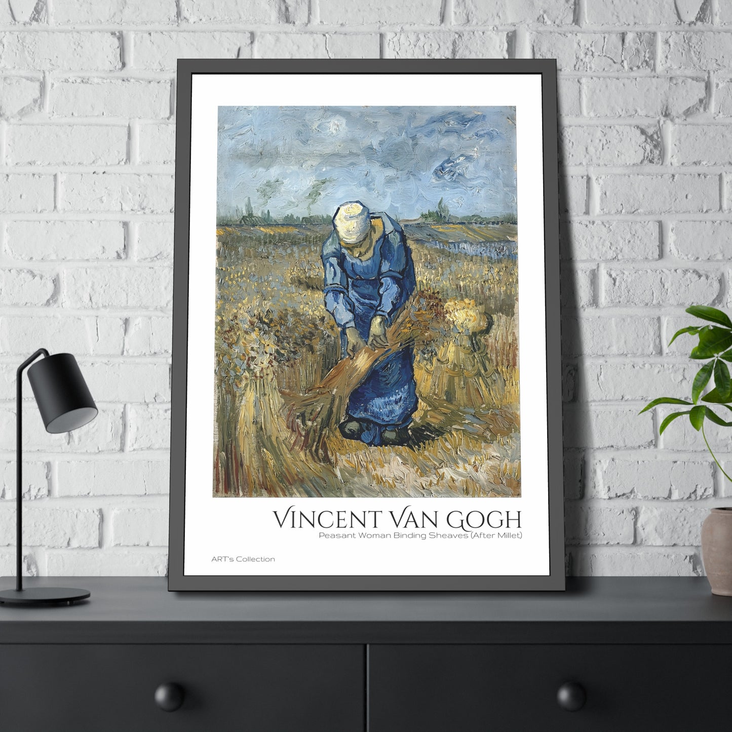 Peasant Woman Binding Sheaves (After Millet) by Vincent Van Gogh / Affiche Encadrée série ART's Collection