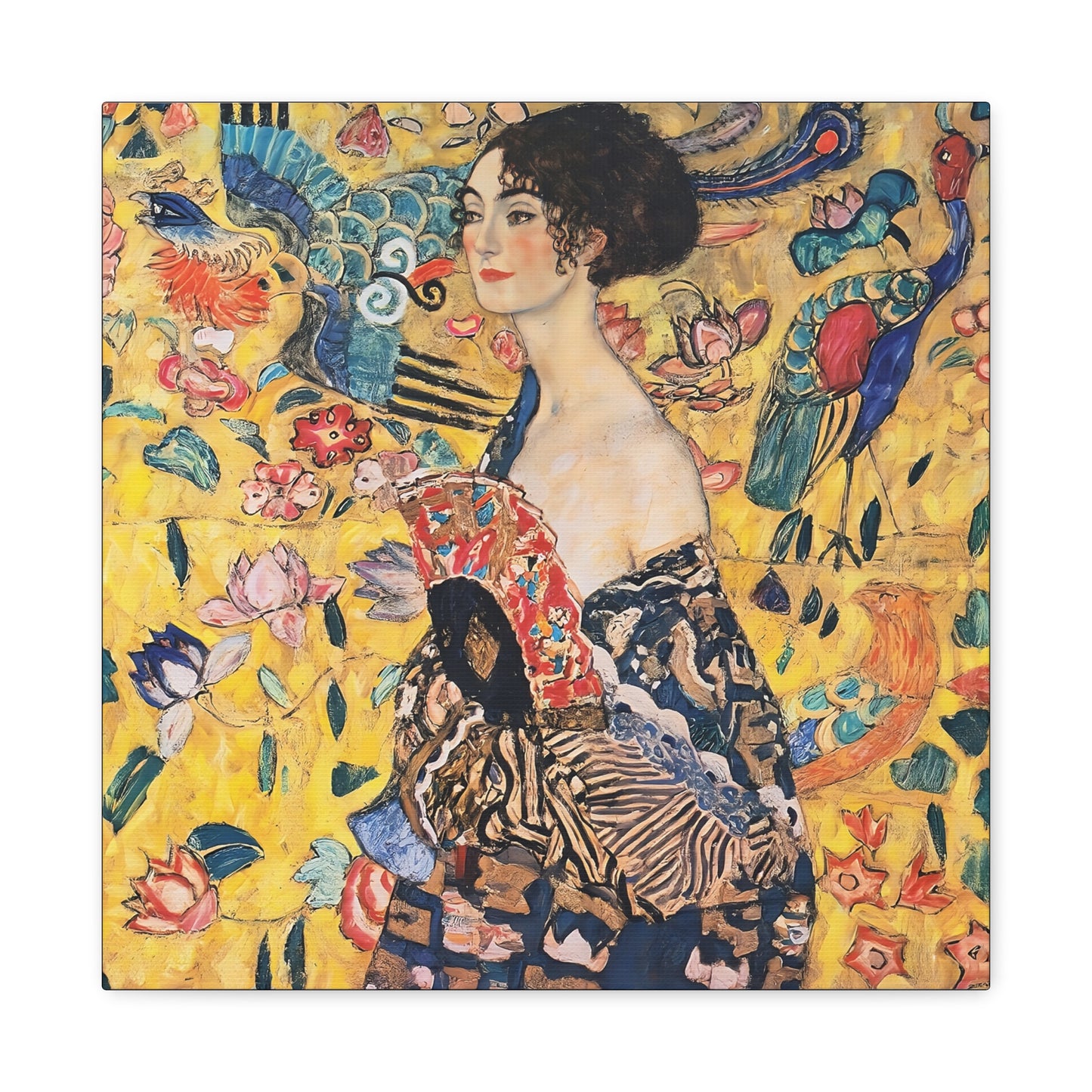 Woman with fan (1917-1918) by Gustav Klimt / Reproduction Fine Art sur Toile / Flanc Large Epaisseur 3.2 cm - 1.25 inch
