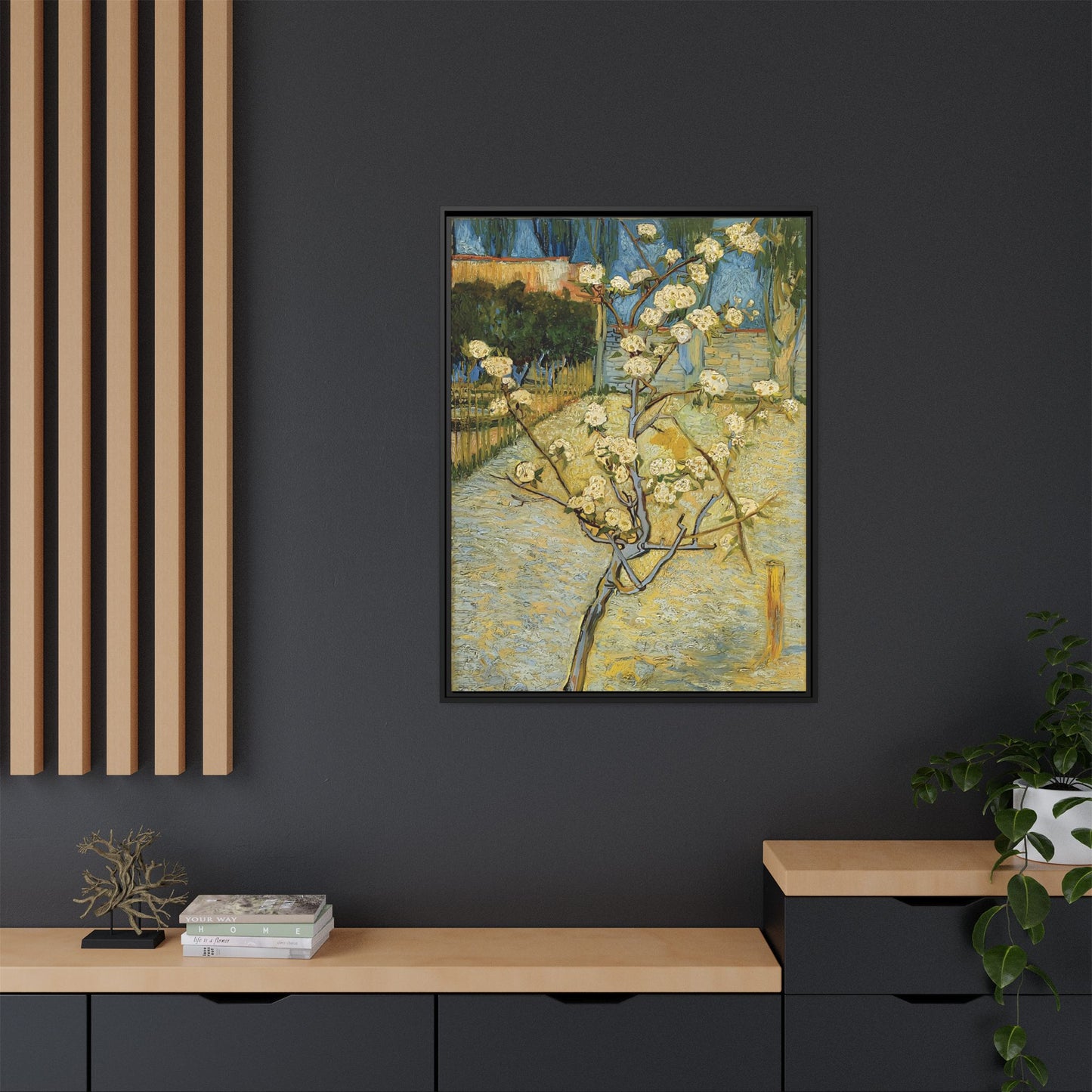 Small pear tree in blossom (1888) by Vincent van Gogh / Toile encadrée sur caisse américaine