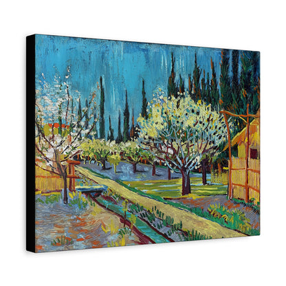 Orchard Bordered by Cypresses (1888) by Vincent van Gogh  / Reproduction Fine Art sur Toile / Epaisseur 3,2cm - 1'25 po