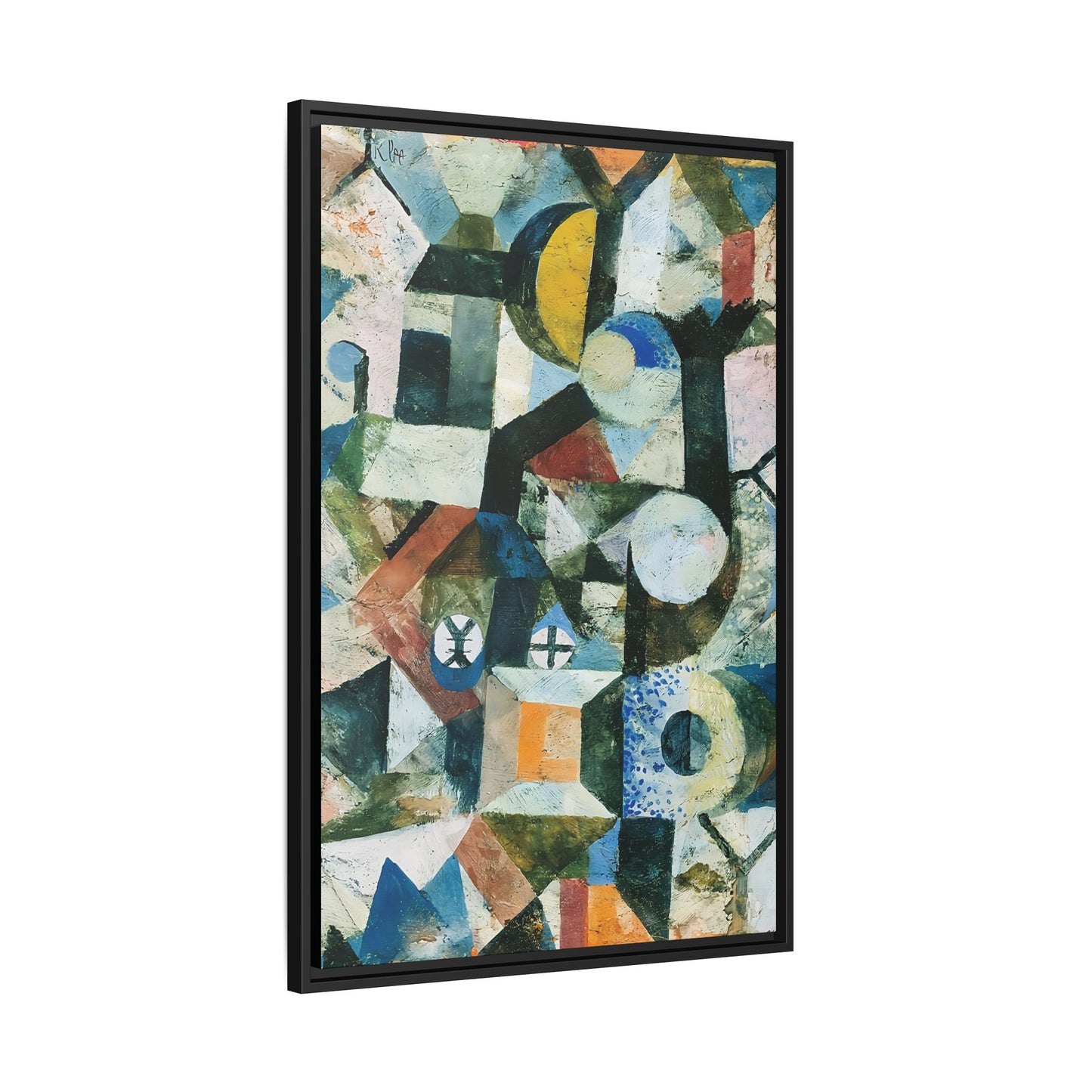 Composition with the Yellow Half-Moon and the Y (1918) by Paul Klee / Toile encadrée sur caisse américaine