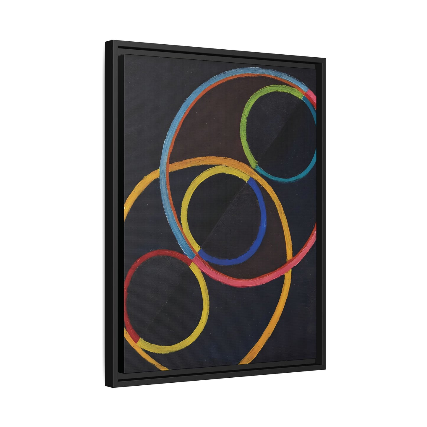 Relief noir avec des cercles de couleur  by Robert Delaunay  / Toile encadrée sur caisse américaine