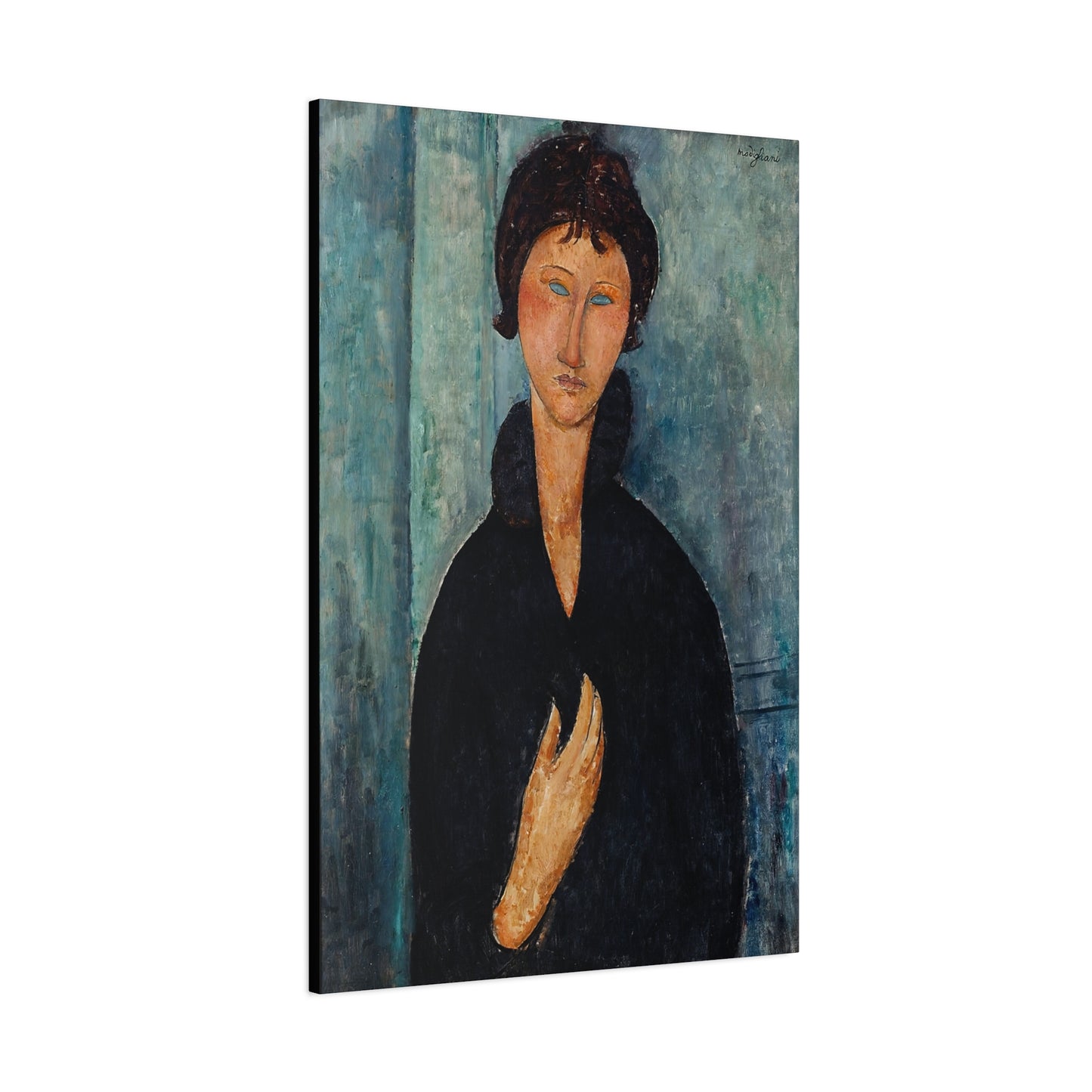 Femme aux yeux bleus (1918) by Amedeo Modigliani / Reproduction Fine Art sur Toile / Flanc Large Epaisseur 3.2 cm - 1.25 inch