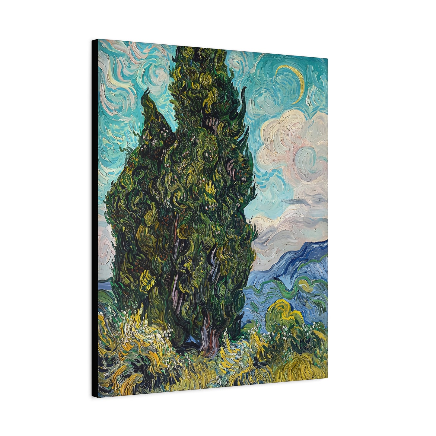 Cypresses (1889) by Vincent van Gogh  / Reproduction Fine Art sur Toile / Epaisseur 3,2cm - 1'25 po