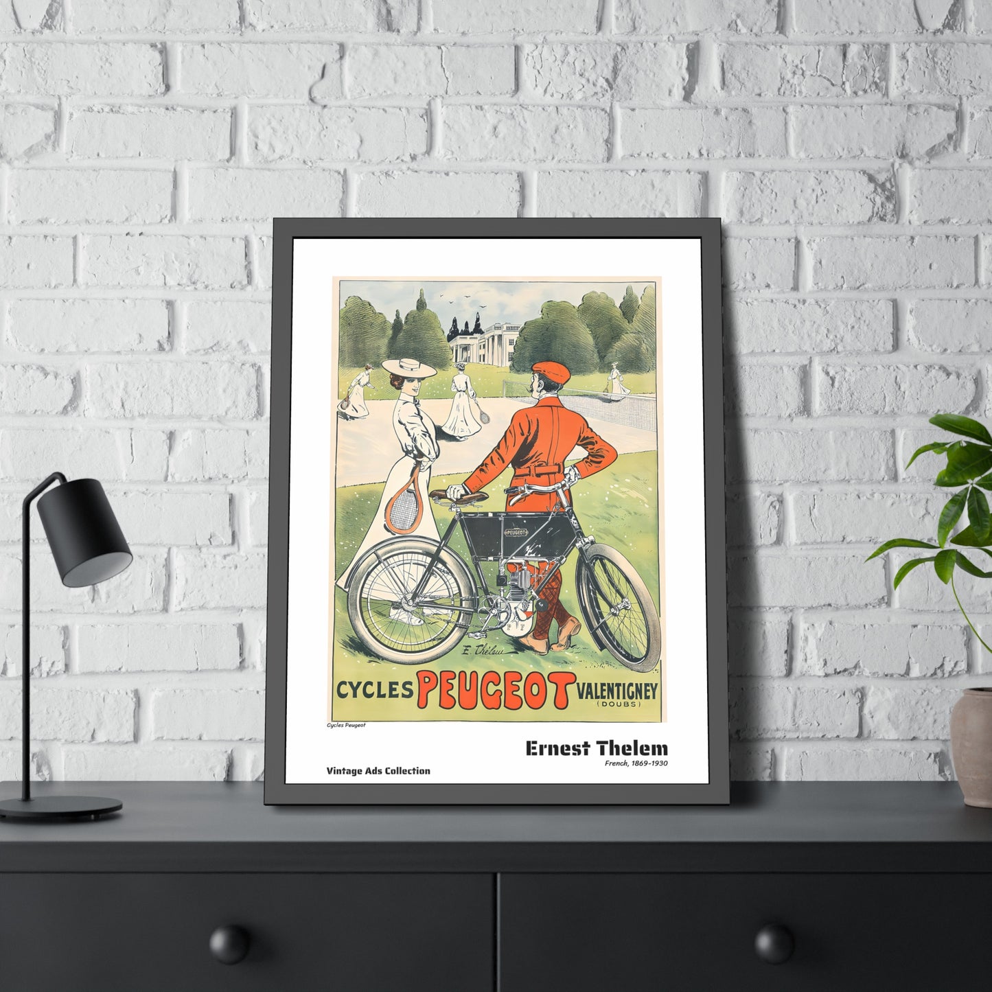 Cycles Peugeot by Ernest Thelem / Affiche Encadrée Série Vintage Ads Collection