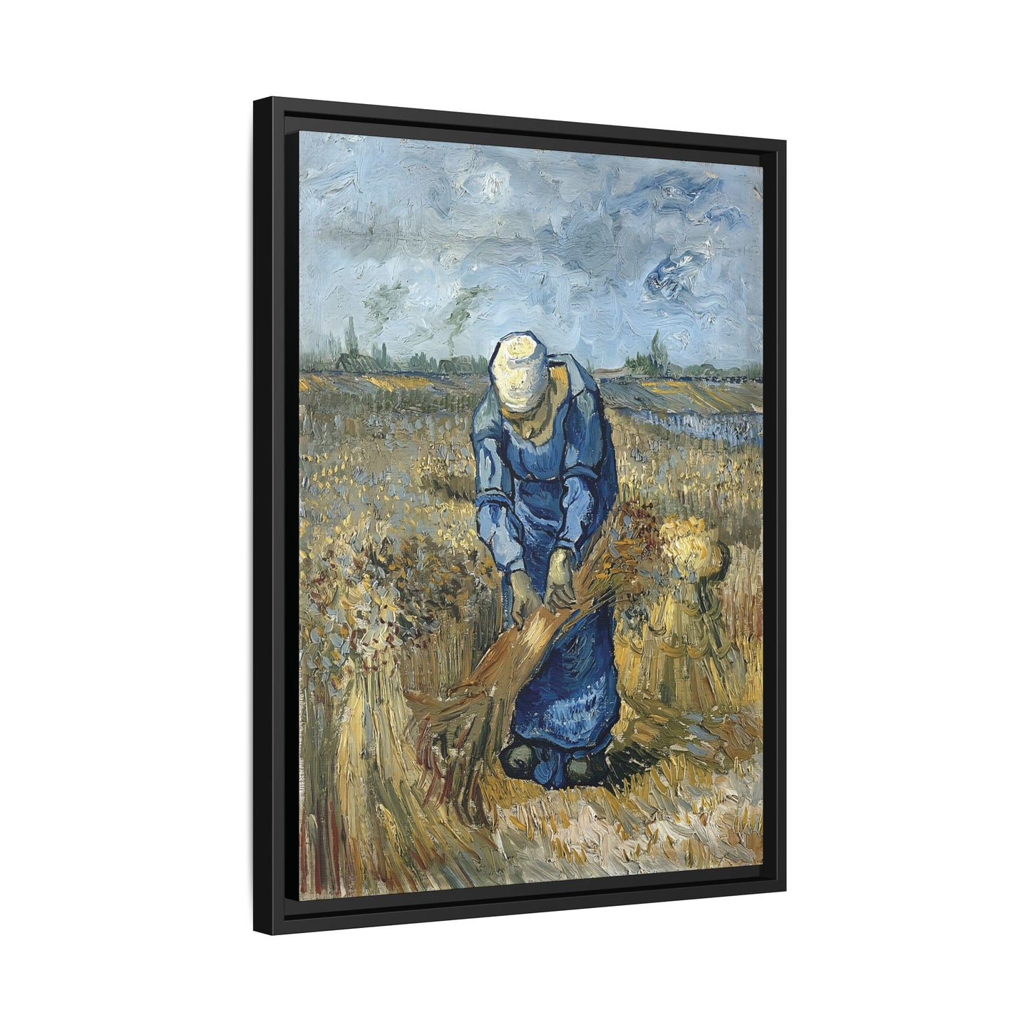 Peasant Woman Binding Sheaves (After Millet) by Vincent van Gogh / Toile encadrée sur caisse américaine