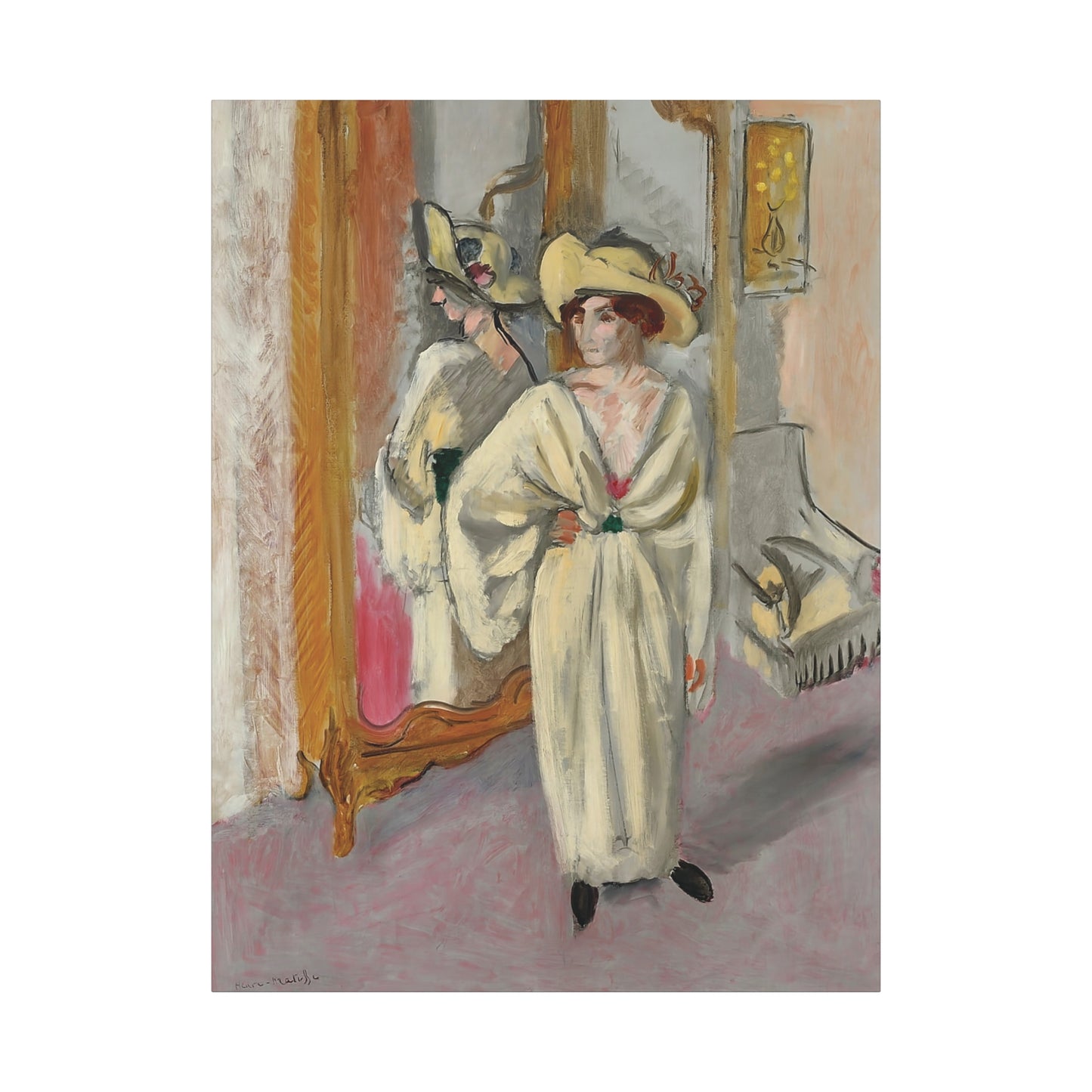 Femme en blanc debout devant une glace (1918-1919) by Henri Matisse / Reproduction Fine Art sur Toile /  Epaisseur 3.2 cm - 1.25 inch
