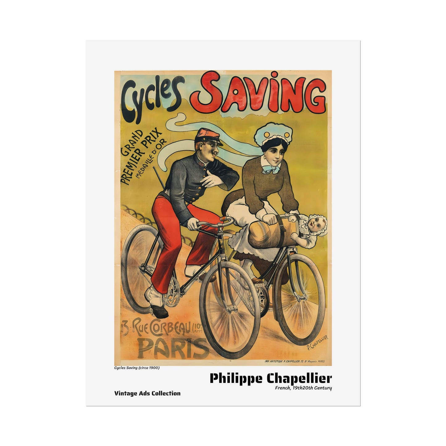 Cycles Saving (circa 1900) by Philippe Chapellier / Affiche imprimée - Série Vintage Ads Collection