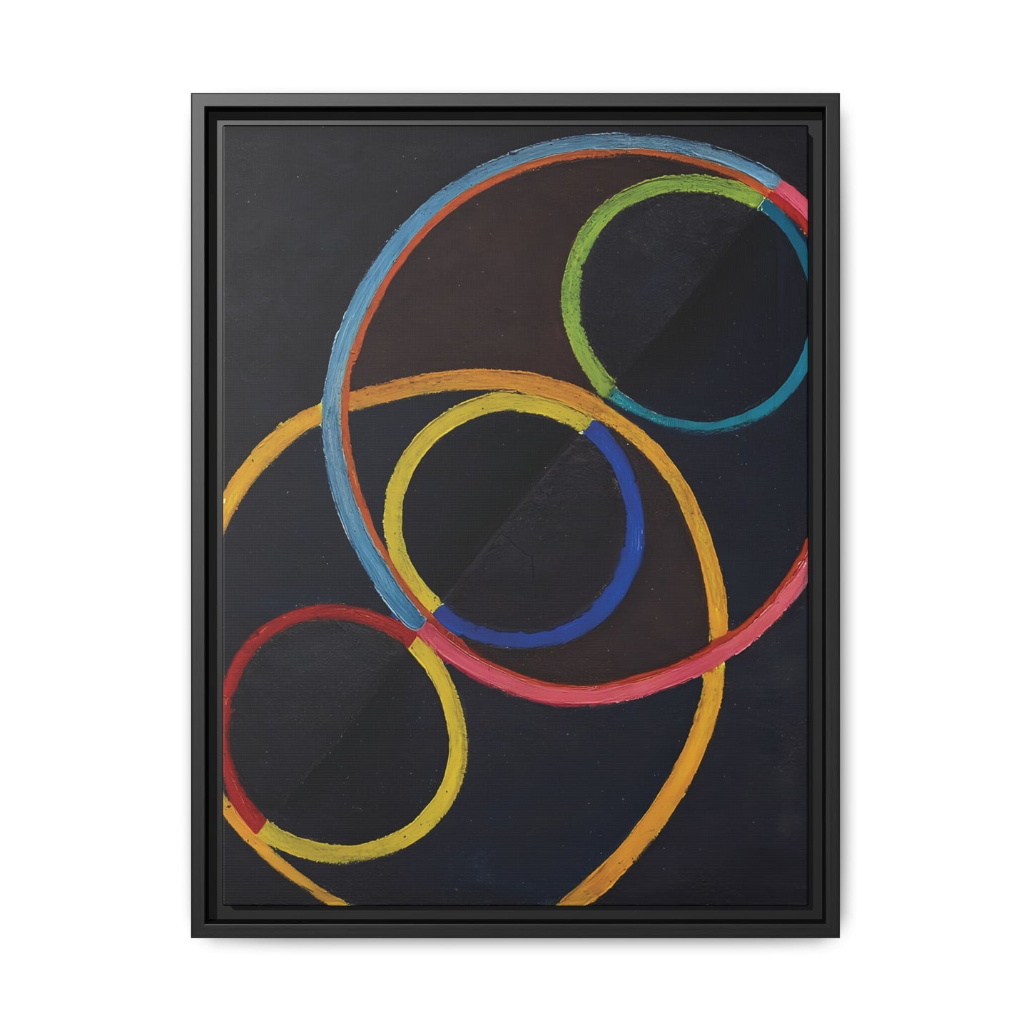 Relief noir avec des cercles de couleur  by Robert Delaunay  / Toile encadrée sur caisse américaine