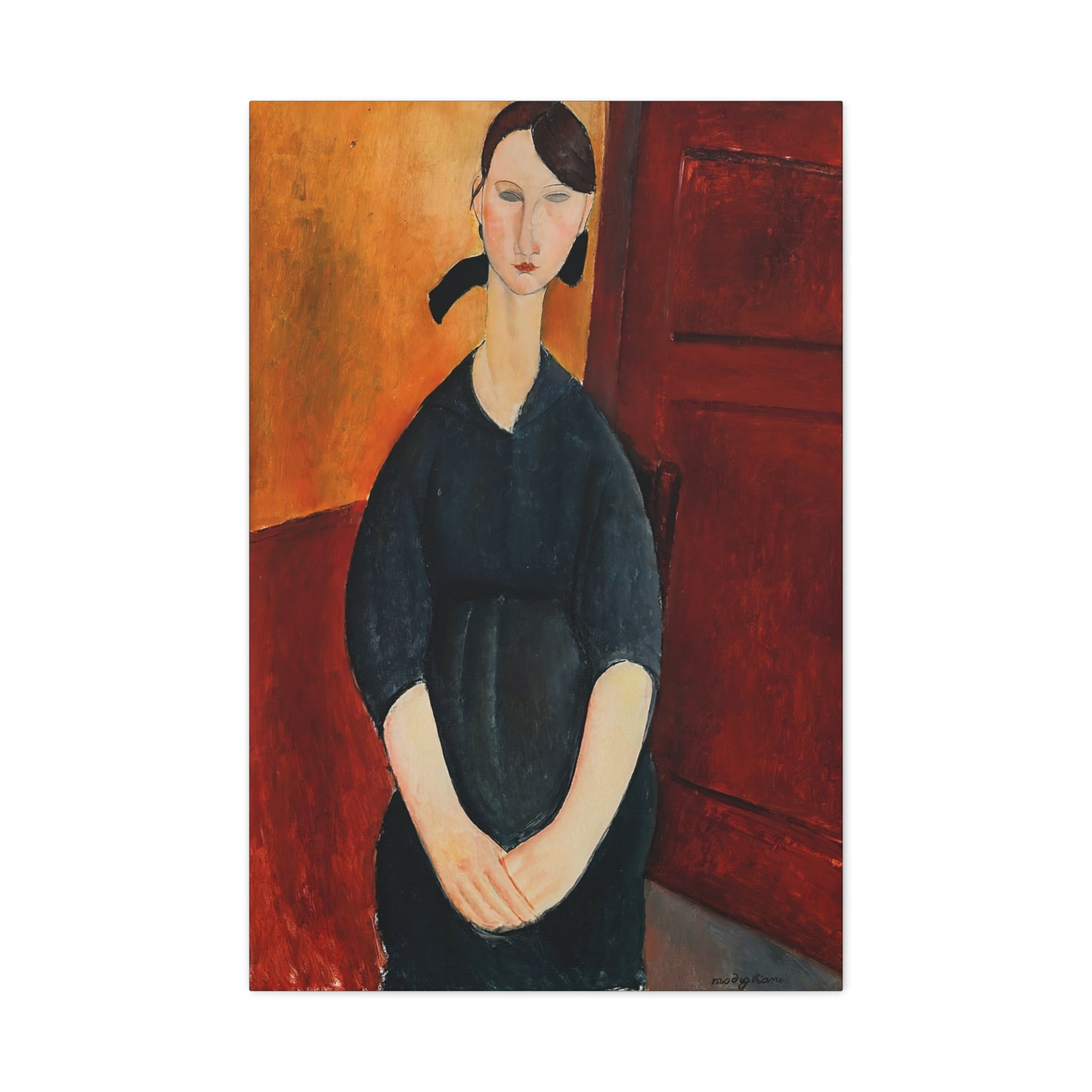 Portrait of Paulette Jourdain (1919) by Amedeo Modigliani / Reproduction Fine Art sur Toile / Flanc Large Epaisseur 3.2 cm - 1.25 inch