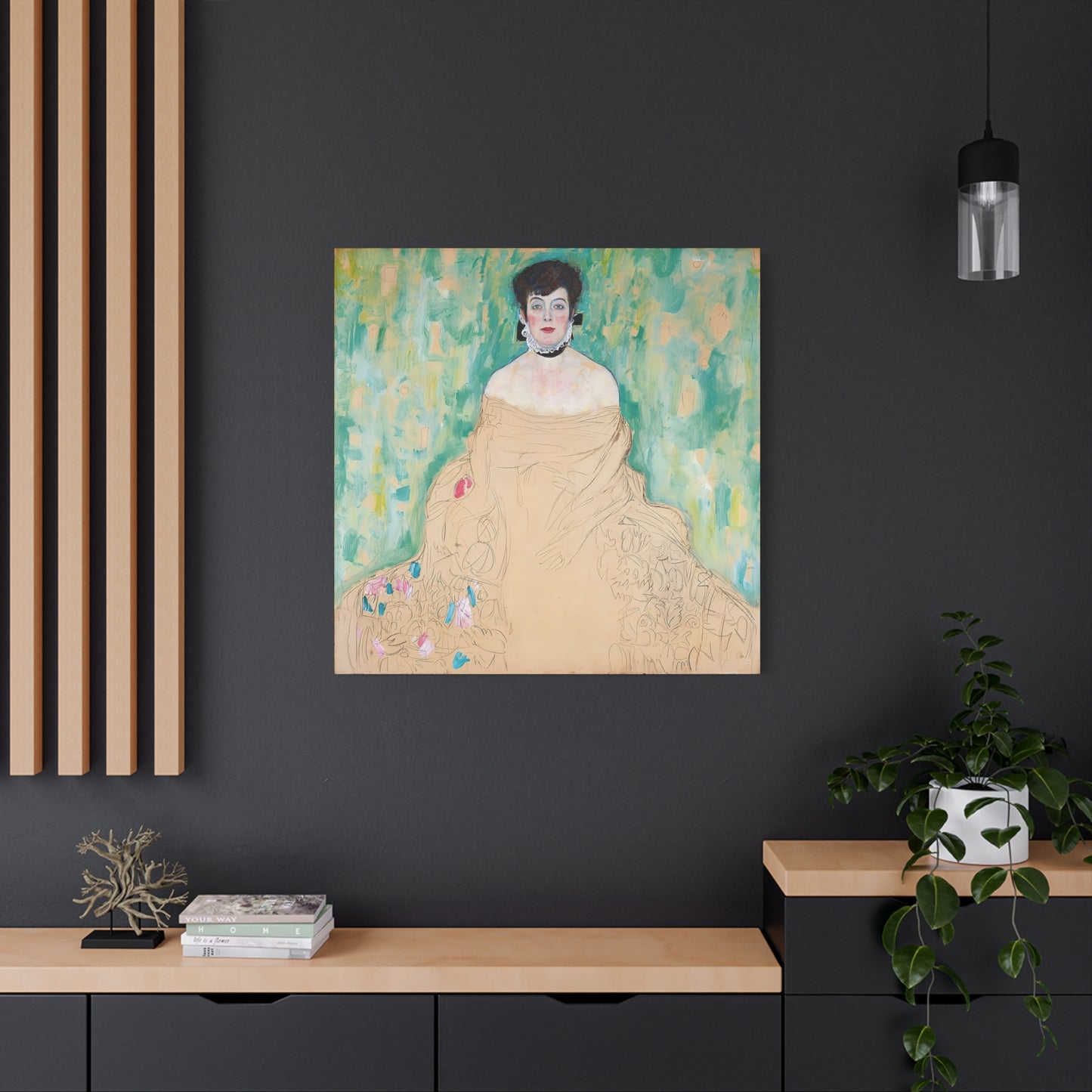 Amalie Zuckerkandl (1917) by Gustav Klimt / Reproduction Fine Art sur Toile / Flanc Large Epaisseur 3.2 cm - 1.25 inch