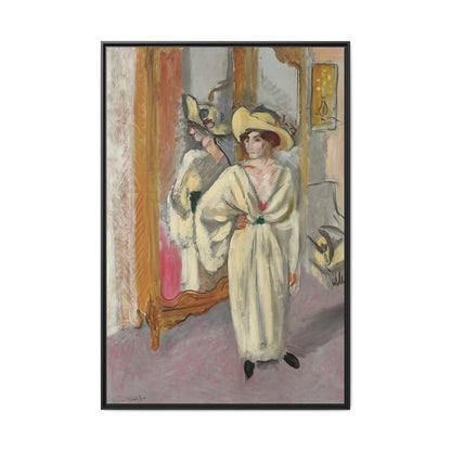 Femme en blanc debout devant une glace (1918-1919) by Henri Matisse / Toile encadrée sur caisse américaine