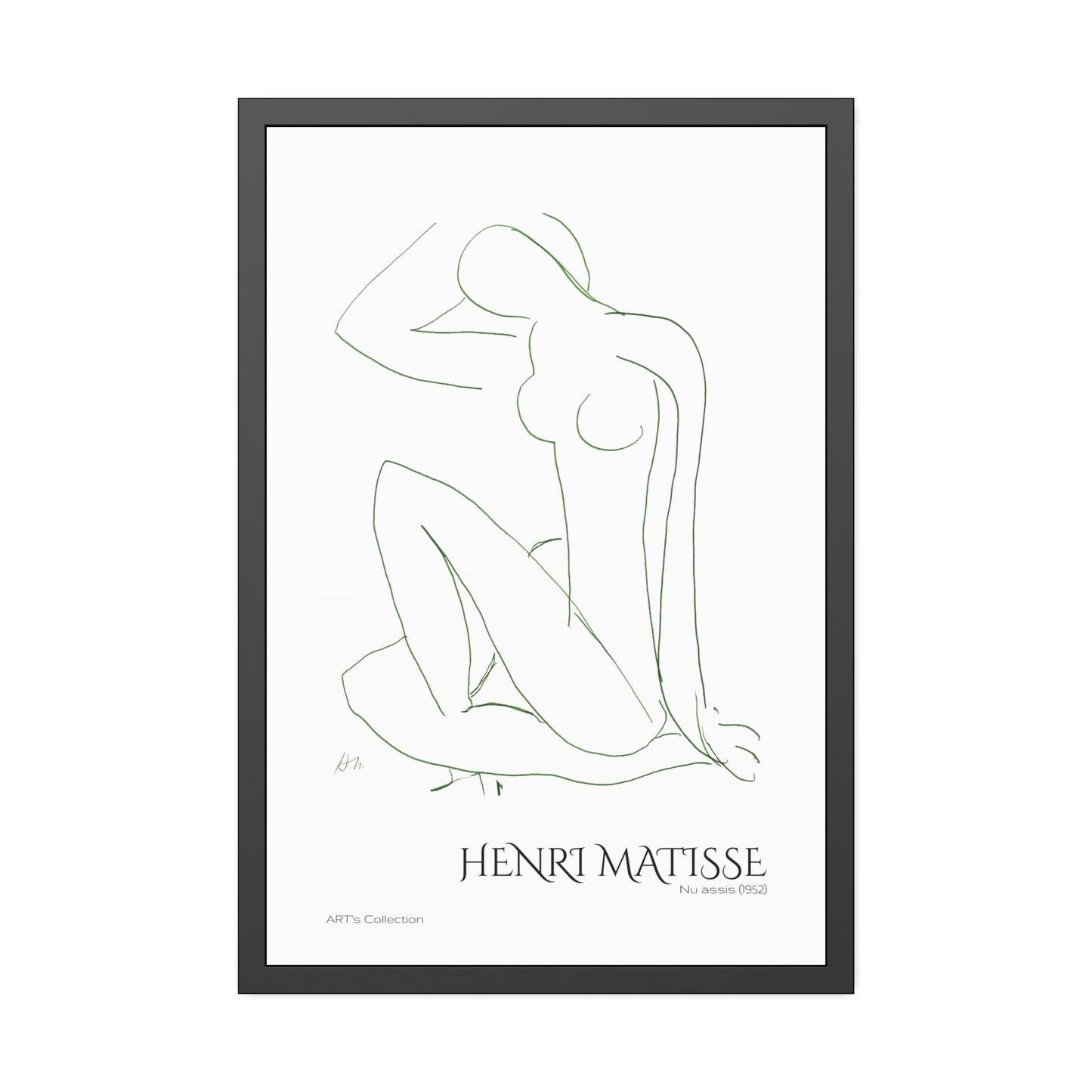 Nu assis (1952) by Henri Matisse version verte / Affiche Encadrée série ART's Collection