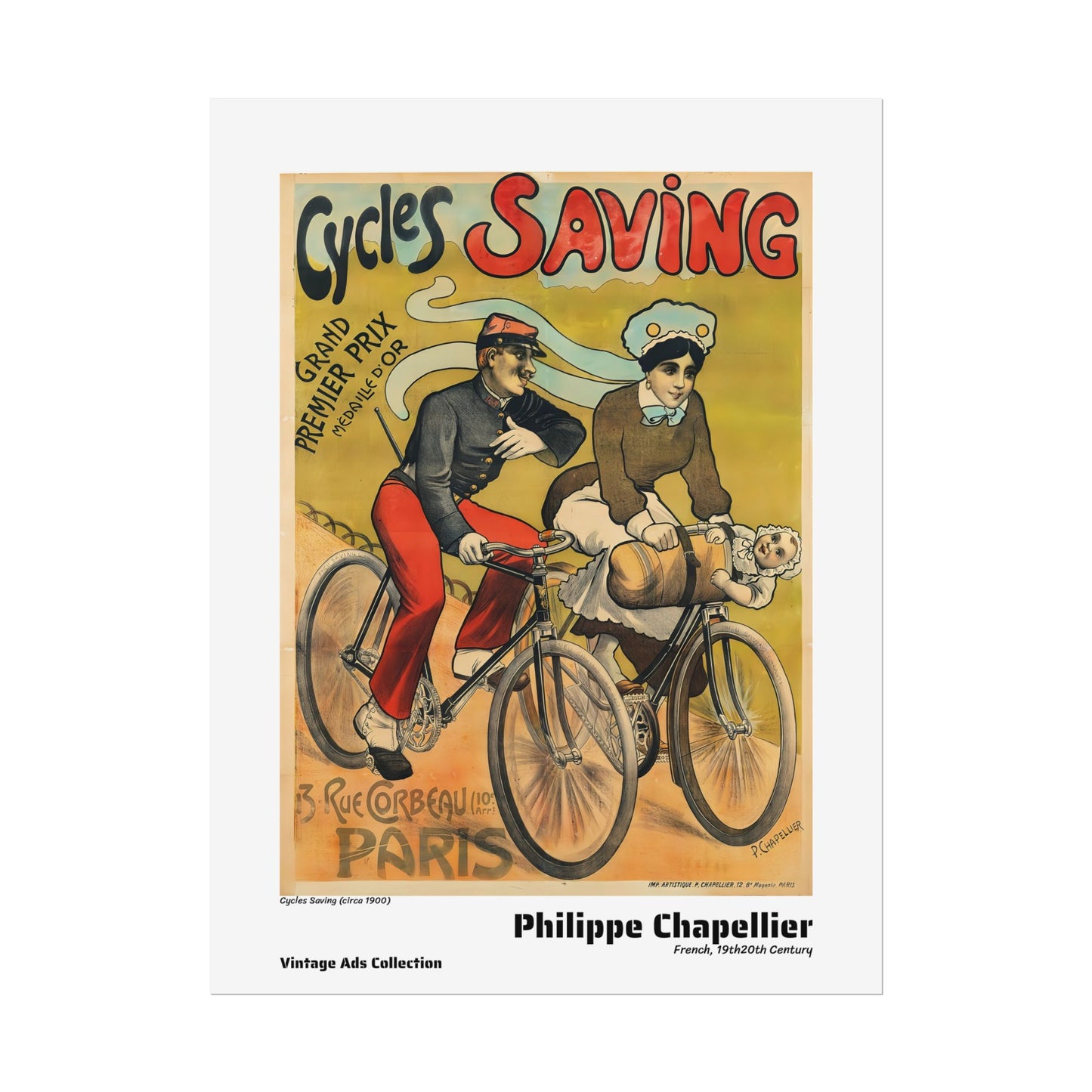 Cycles Saving (circa 1900) by Philippe Chapellier / Affiche imprimée - Série Vintage Ads Collection