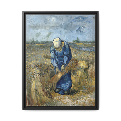Peasant Woman Binding Sheaves (After Millet) by Vincent van Gogh / Toile encadrée sur caisse américaine