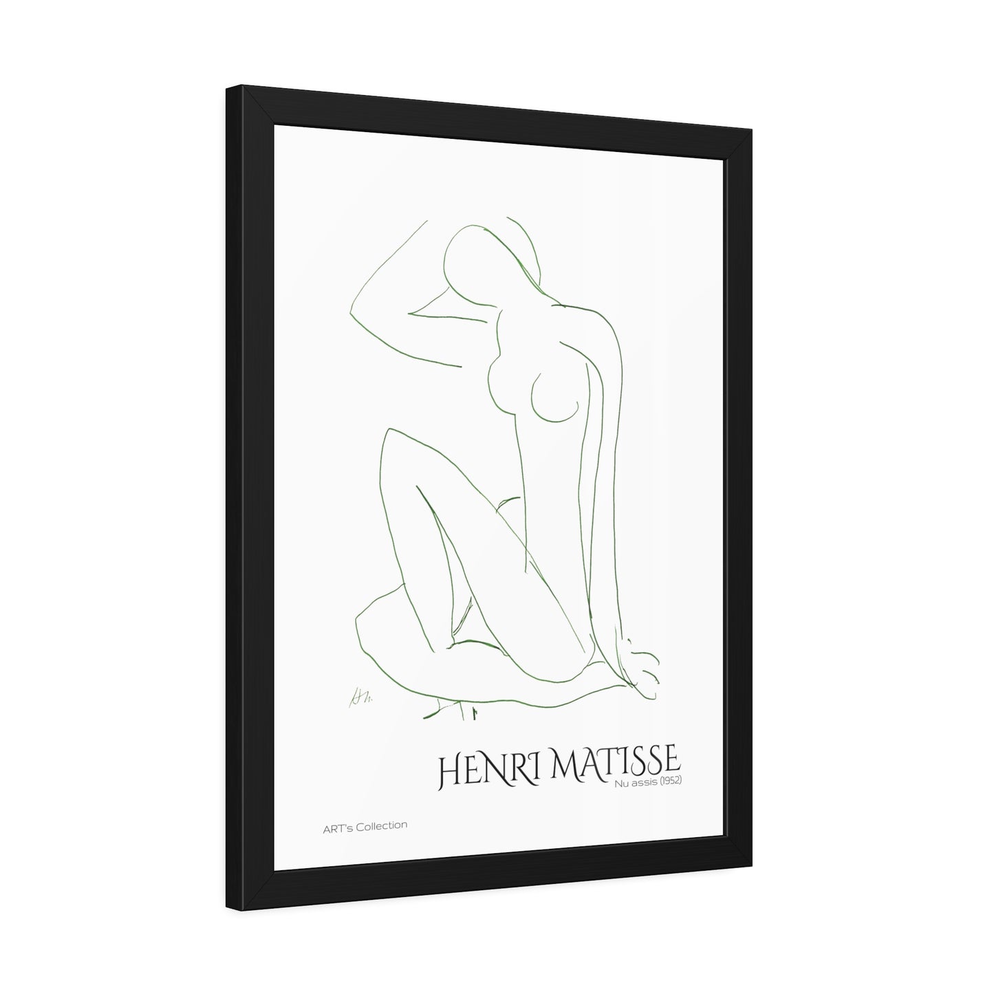 Nu assis (1952) by Henri Matisse version verte / Affiche Encadrée série ART's Collection