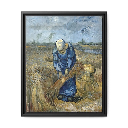 Peasant Woman Binding Sheaves (After Millet) by Vincent van Gogh / Toile encadrée sur caisse américaine
