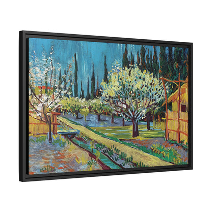 Orchard Bordered by Cypresses (1888) by Vincent van Gogh / Toile encadrée sur caisse américaine