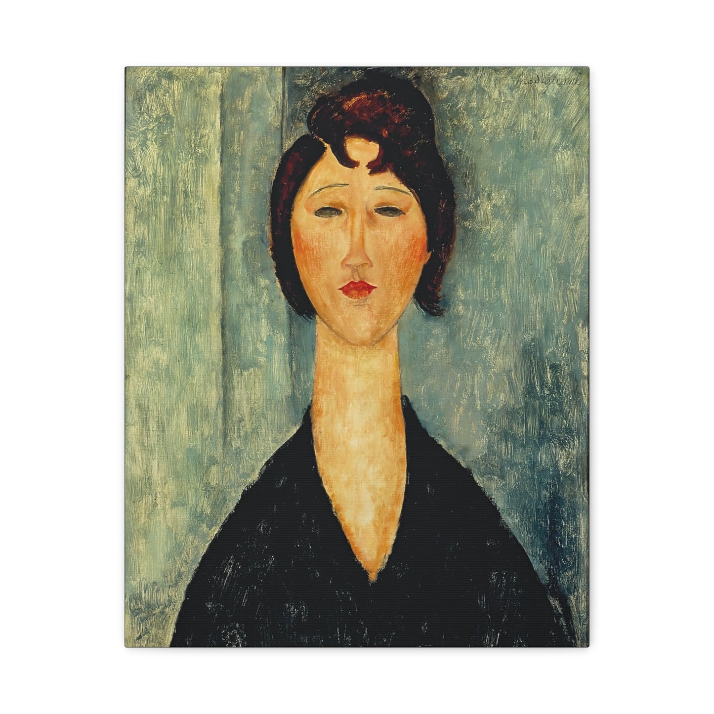 Portrait of a Young Woman (1918) by Amedeo Modigliani / Reproduction Fine Art sur Toile / Flanc Large Epaisseur 3.2 cm - 1.25 inch