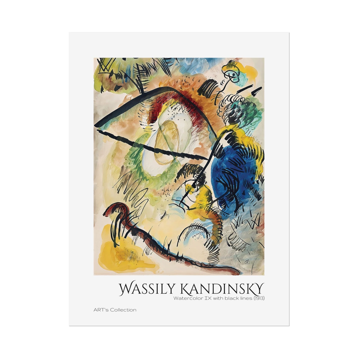 Watercolor IX with black lines (1913) by Wassily Kandinsky / Affiche imprimée - Série ART's Collection