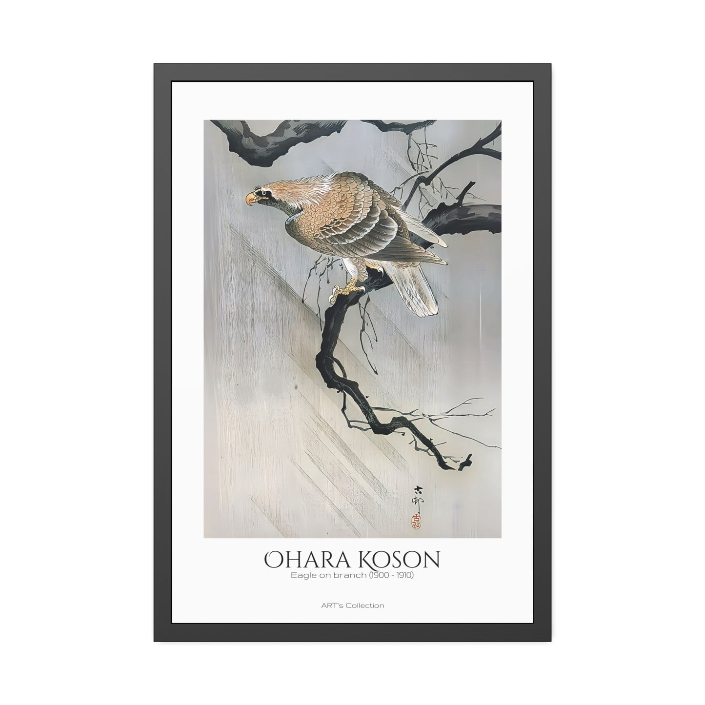Eagle on branch (1900 - 1910) by Ohara Koson / Affiche Encadrée série ART's Collection