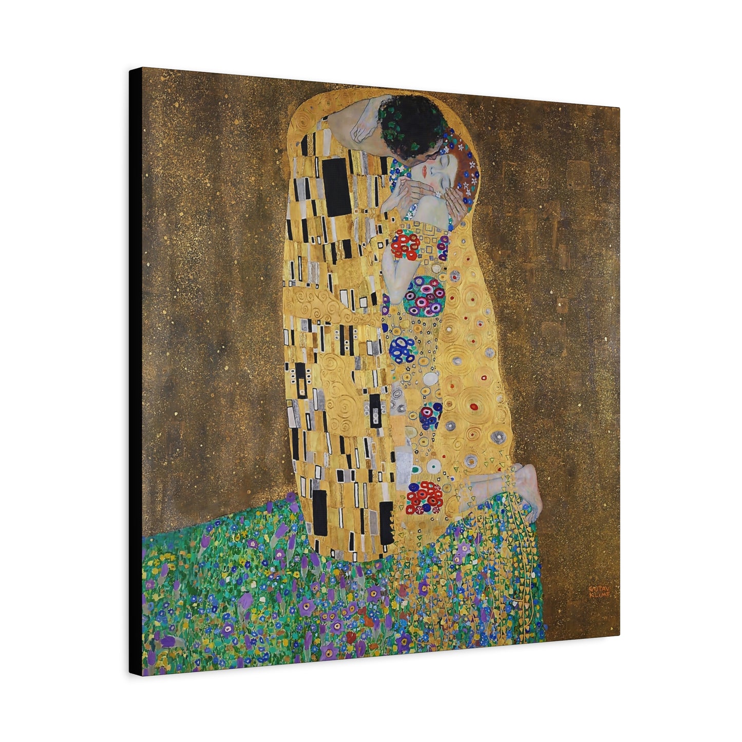 The kiss - lovers (1908) by Gustav Klimt / Reproduction Fine Art sur Toile / Flanc Large Epaisseur 3.2 cm - 1.25 inch