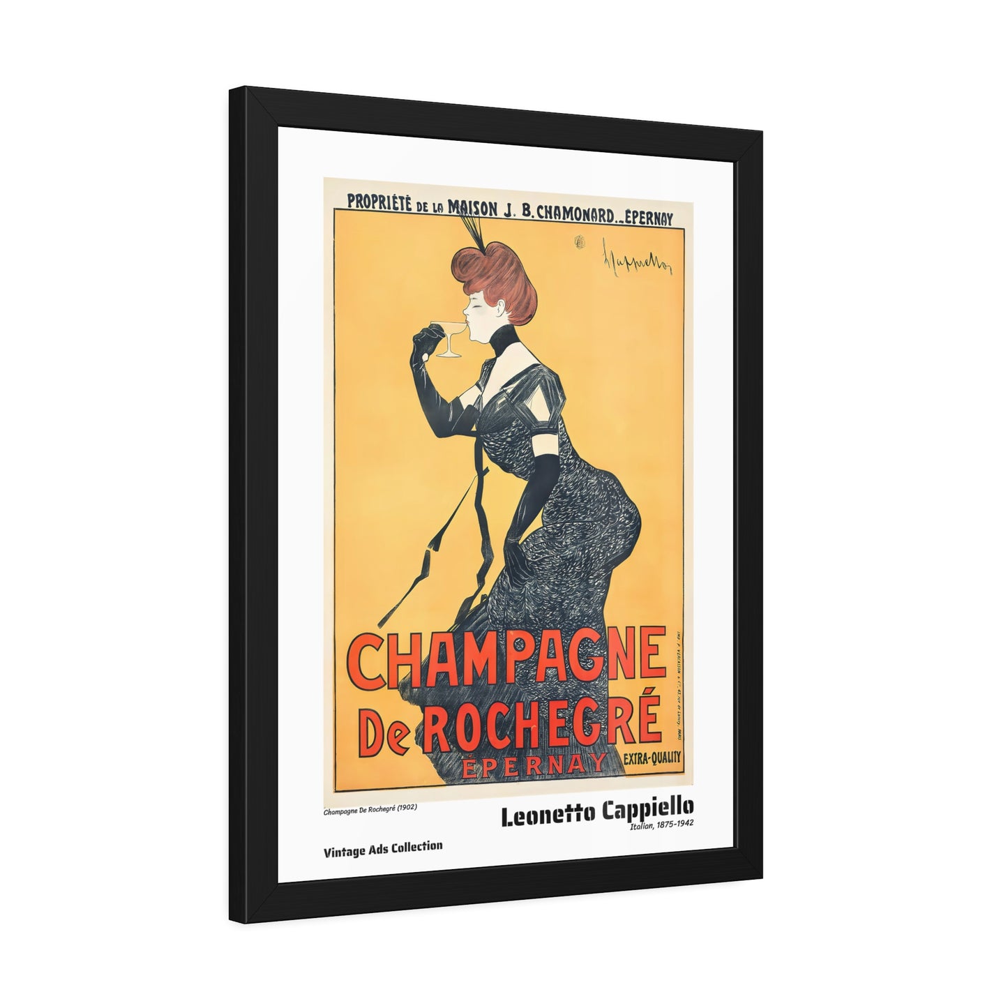 Champagne De Rochegré (1902) by Leonetto Cappiello / Affiche Encadrée Série Vintage Ads Collection