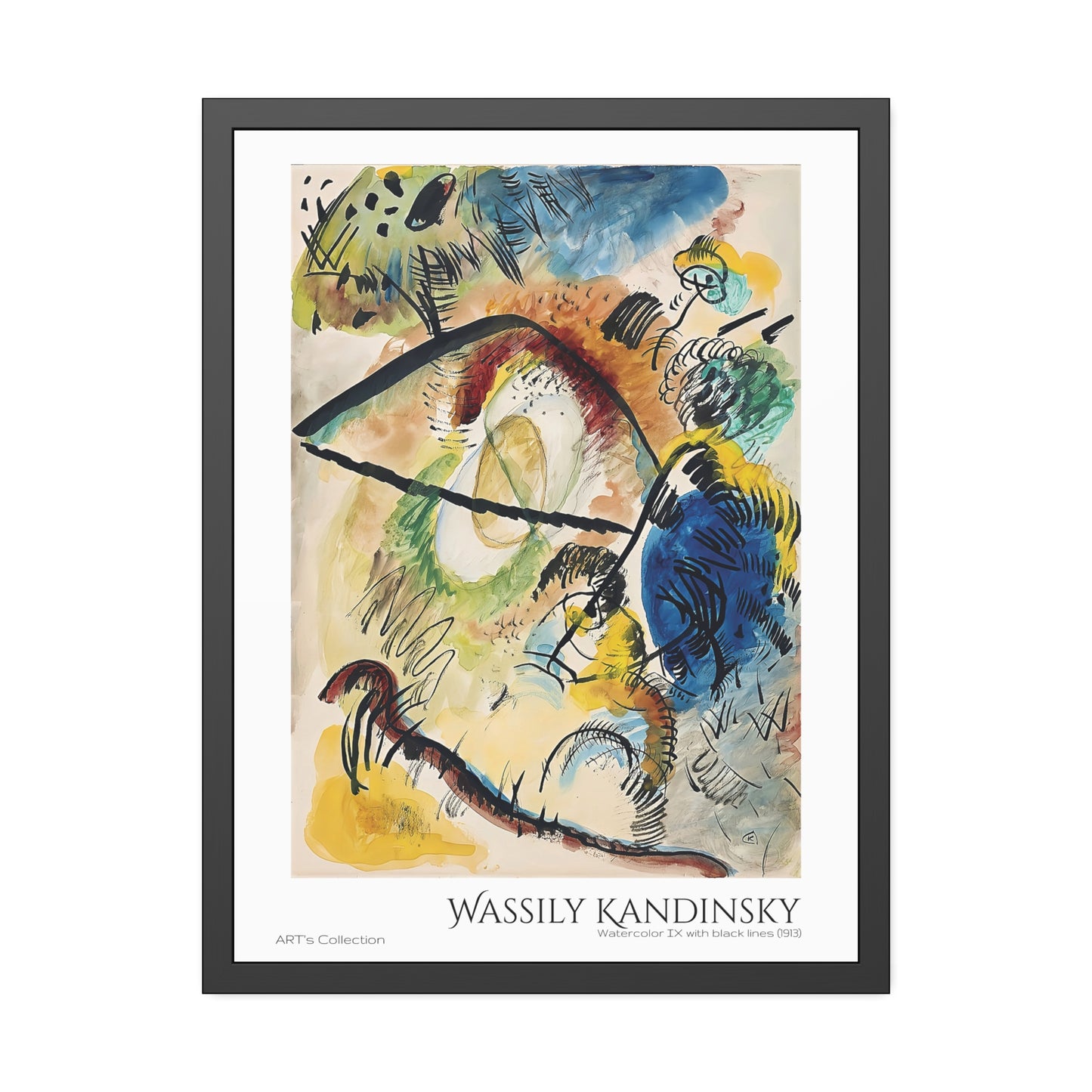 Watercolor IX with black lines (1913) by Wassily Kandinsky / Affiche Encadrée série ART's Collection