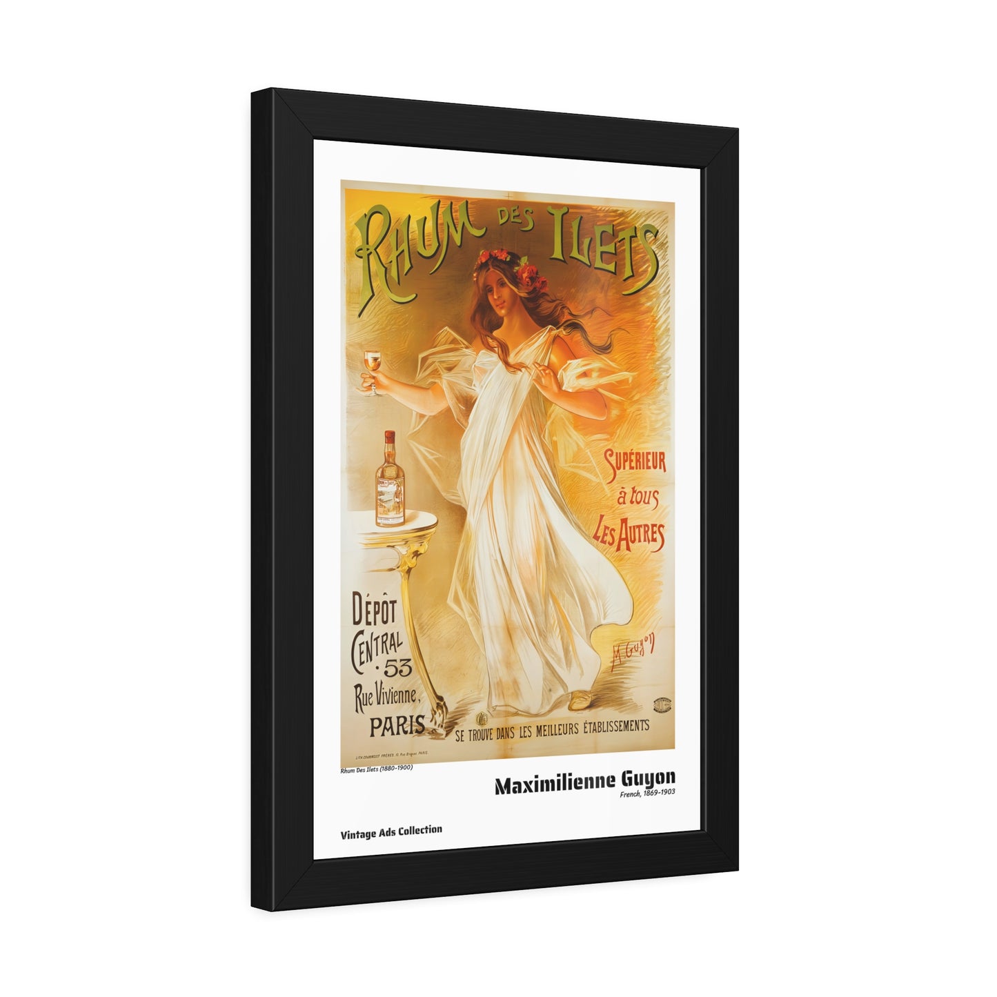 Rhum Des Ilets (1880-1900) by Maximilienne Guyon / Affiche Encadrée Série Vintage Ads Collection