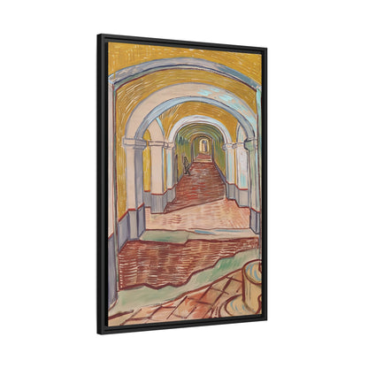 Corridor in the Asylum (1889) by Vincent van Gogh / Toile encadrée sur caisse américaine