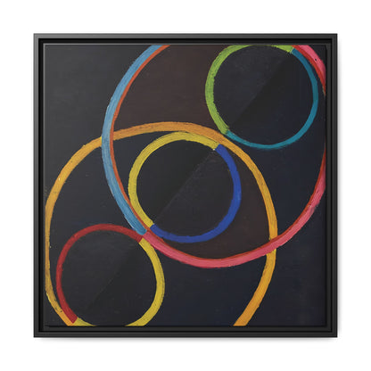 Relief noir avec des cercles de couleur  by Robert Delaunay  / Toile encadrée sur caisse américaine