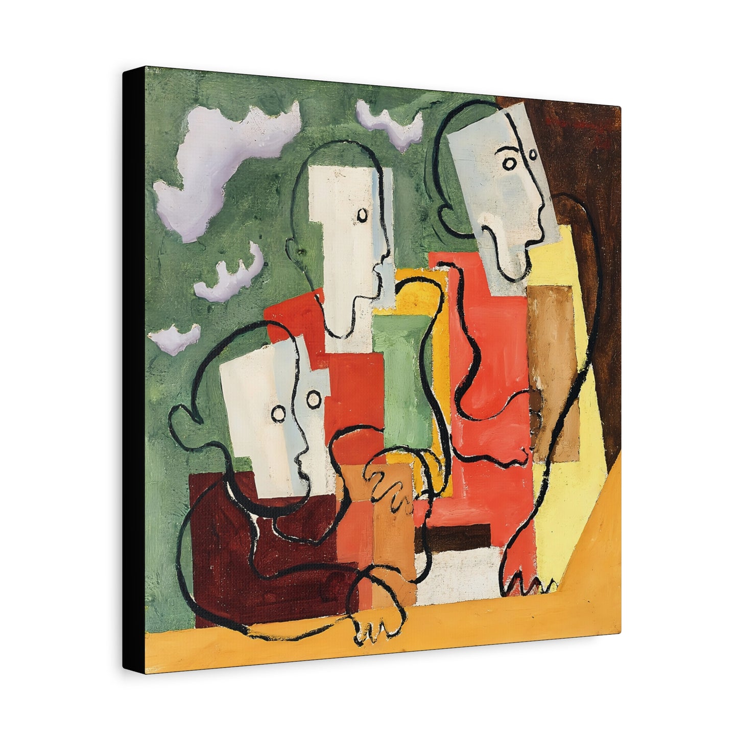 Trois personnages (1928) by Louis Marcoussis / Reproduction Fine Art sur Toile / Large Epaisseur 3.2 cm - 1.25 inch